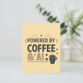 Aangedreven door Coffee & AI Retro Tech Vector Briefkaart (Staand voorkant)