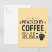 Aangedreven door Coffee & AI Retro Tech Vector Briefkaart (Voorkant / Achterkant)
