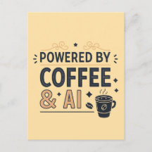Aangedreven door Coffee & AI Retro Tech Vector