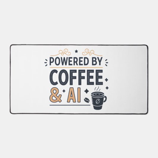 Aangedreven door Coffee & AI Retro Tech Vector Bureaumat (Voorkant)