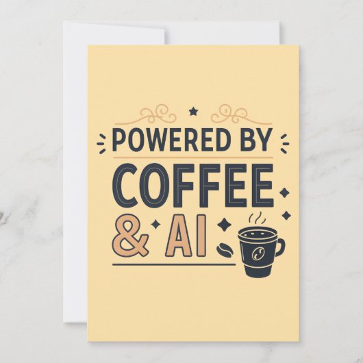 Aangedreven door Coffee & AI Retro Tech Vector Feestdagenkaart (Voorkant)