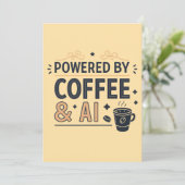 Aangedreven door Coffee & AI Retro Tech Vector Feestdagenkaart (Staand voorkant)