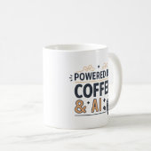 Aangedreven door Coffee & AI Retro Tech Vector Koffiemok (Voorkant rechts)