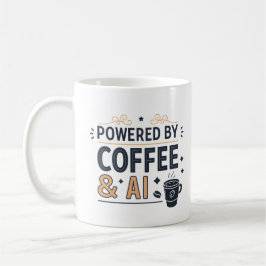 Aangedreven door Coffee & AI Retro Tech Vector Koffiemok