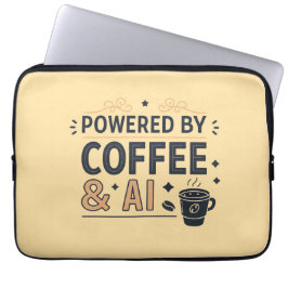 Aangedreven door Coffee & AI Retro Tech Vector Laptop Sleeve