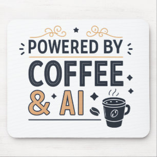 Aangedreven door Coffee & AI Retro Tech Vector Muismat