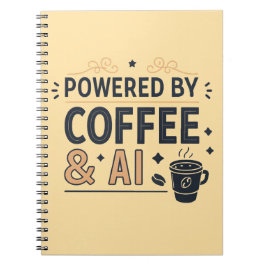 Aangedreven door Coffee & AI Retro Tech Vector Notitieboek