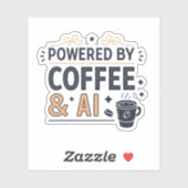 Aangedreven door Coffee & AI Retro Tech Vector Sticker (Vel)