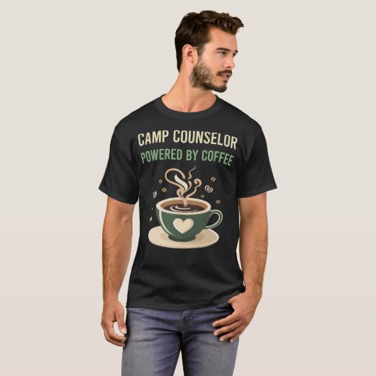 Aangedreven door Coffee Camp Counselor T-shirt (Voorkant volledig)