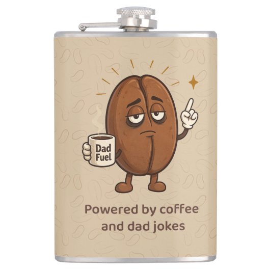 Aangedreven door Coffee Cute Coffee Bean Vaderdag Heupfles (Voorkant)