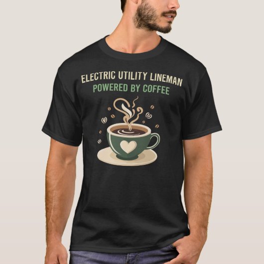 Aangedreven door Coffee Electric Utility Lineman T-shirt (Voorkant)
