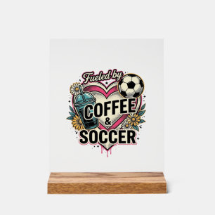 Aangedreven Door Coffee En Voetbal Vintage Shirt O Acryl Bord
