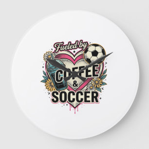 Aangedreven Door Coffee En Voetbal Vintage Shirt O Grote Klok