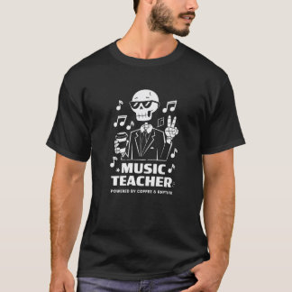 Aangedreven door Coffee Rhythm Skeleton Music Teac T-shirt
