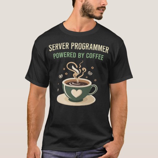 Aangedreven door Coffee Server Programmer T-shirt (Voorkant)