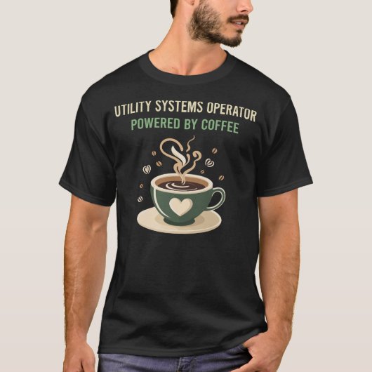 Aangedreven door Coffee Utility Systems Operator T-shirt (Voorkant)
