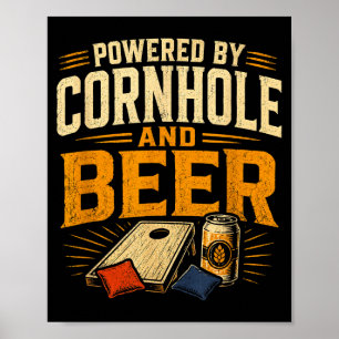 Aangedreven door cornhole en bier grappige tailgat poster