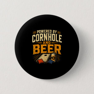 Aangedreven door cornhole en bier grappige tailgat ronde button 5,7 cm