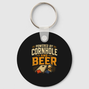 Aangedreven door cornhole en bier grappige tailgat sleutelhanger