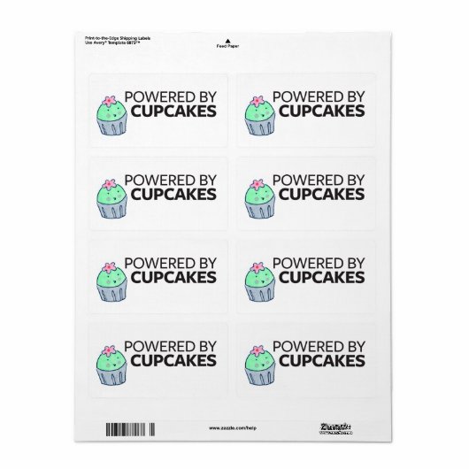 Aangedreven door cupcakes etiket (Full Sheet)