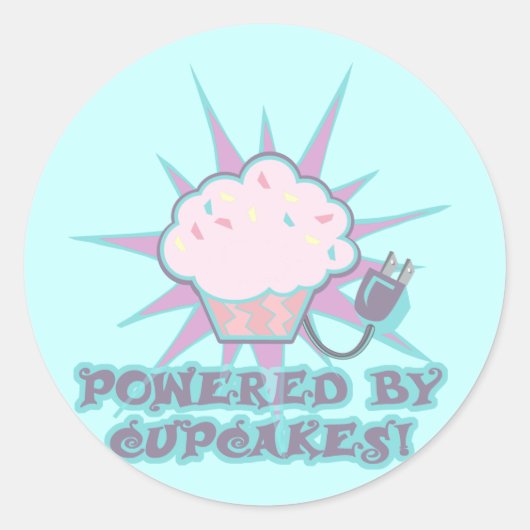 Aangedreven door cupcakes ronde sticker (Voorkant)