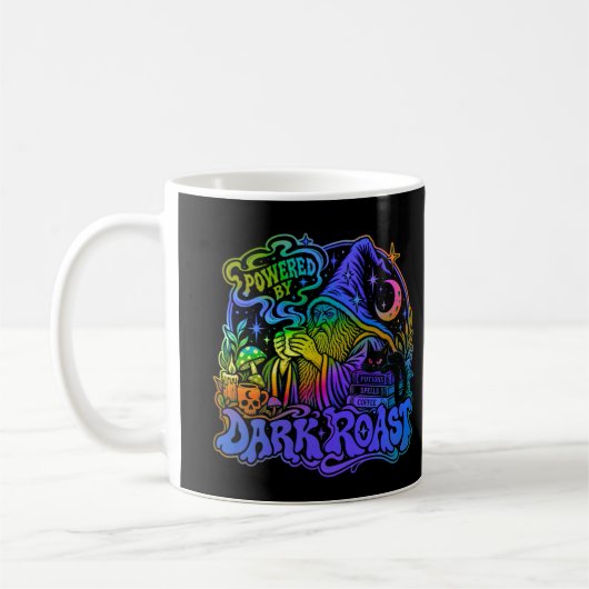 Aangedreven door Dark Roast Funny Wizard Coffee Fa Koffiemok (Links)