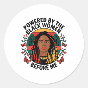 Aangedreven door de zwarte vrouw voor mij zwarte g ronde sticker
