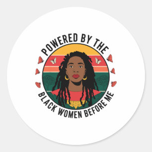Aangedreven door de zwarte vrouw voor mij zwarte g ronde sticker
