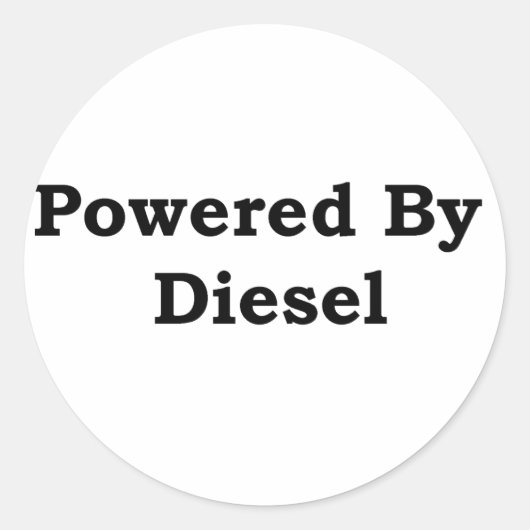Aangedreven door diesel ronde sticker (Voorkant)
