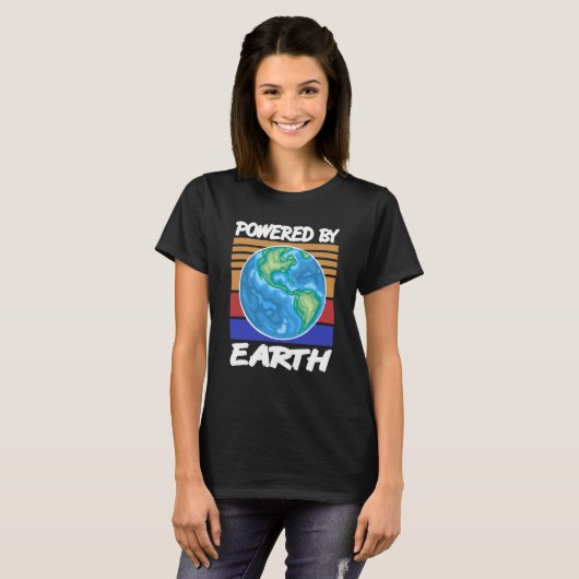Aangedreven door EARTH Retro Solar System Planet D T-shirt (Voorkant volledig)