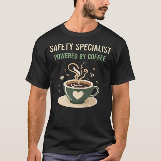 Aangedreven door een koffiespecialist t-shirt (Voorkant)