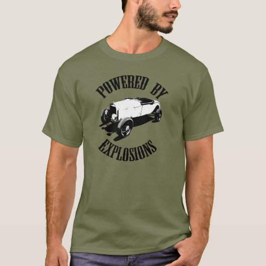 "Aangedreven door explosies" Hot Rod T-shirt (Voorkant)