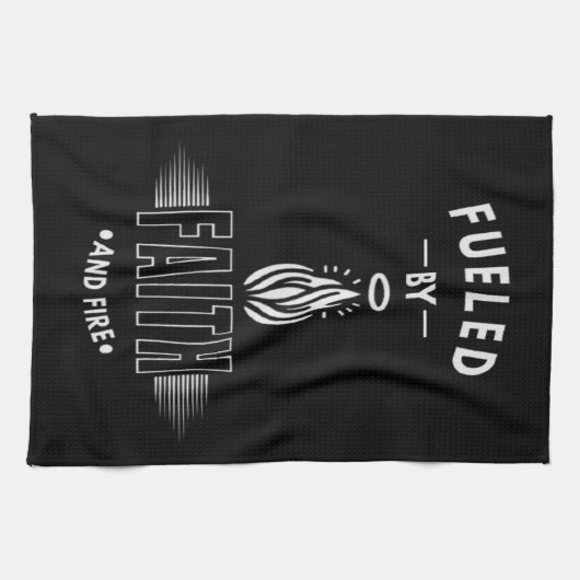 Aangedreven door geloof en vuur Christelijke keuke Theedoek (Horizontaal)