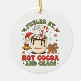 Aangedreven door hete chocolade en chaotische grap keramisch ornament