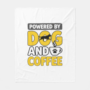 Aangedreven Door Hond En Koffie Vintage Shirt Ontw Fleece Deken