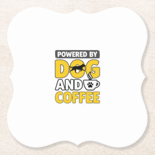 Aangedreven Door Hond En Koffie Vintage Shirt Ontw Kartonnen Onderzetters