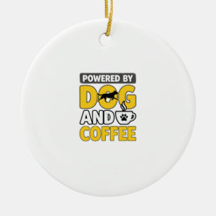 Aangedreven Door Hond En Koffie Vintage Shirt Ontw Keramisch Ornament