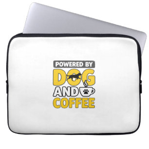 Aangedreven Door Hond En Koffie Vintage Shirt Ontw Laptop Sleeve