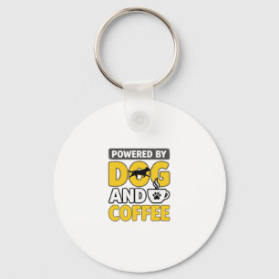 Aangedreven Door Hond En Koffie Vintage Shirt Ontw Sleutelhanger