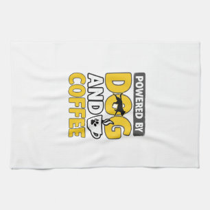 Aangedreven Door Hond En Koffie Vintage Shirt Ontw Theedoek
