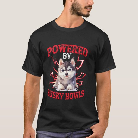 Aangedreven door Husky Howls T-shirt (Voorkant)