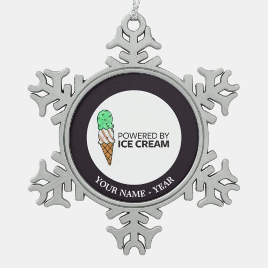 Aangedreven door Ice Cream Tin Sneeuwvlok Ornament (Voorkant)