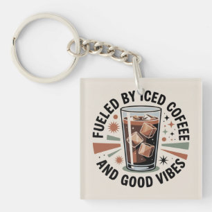 Aangedreven Door IJskoude Koffie En Goede Vibes Sleutelhanger