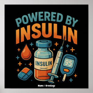Aangedreven door insuline Diabetes bewustzijn Funn Poster
