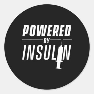 Aangedreven door insuline-Gezegden Diabeticien Dia Ronde Sticker