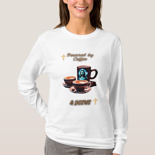 Aangedreven door Jesus & Coffee T-shirt (Voorkant)