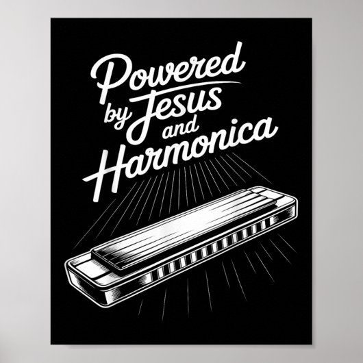 Aangedreven Door Jezus En Harmonica Christelijke M Poster (Voorkant)