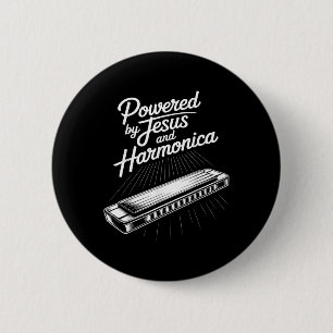 Aangedreven door Jezus en Harmonica Christelijke M Ronde Button 5,7 Cm