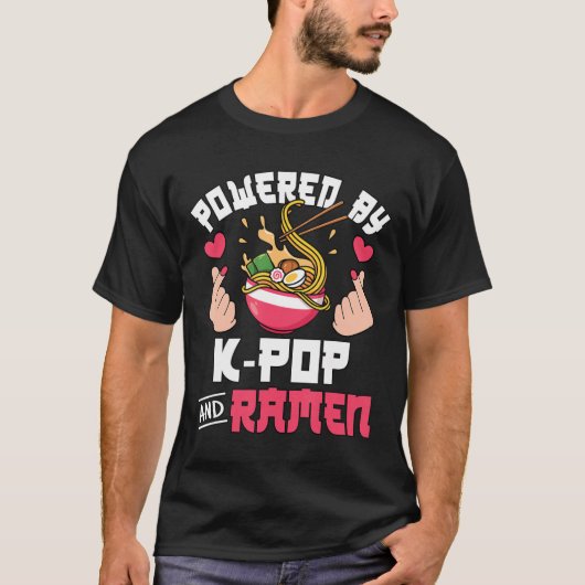 Aangedreven door K-Pop en Ramen Cute Kpop Music An T-shirt (Voorkant)