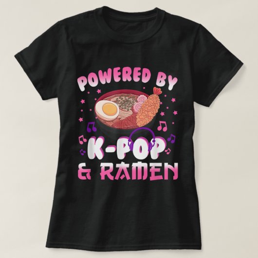 Aangedreven door K pop en Ramen Kpop Kawaii Anime  T-shirt (Design voorkant)